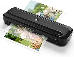 CAREGY Máquina laminadora térmica de 22 cm para documentos e fotos, fácil de usar para escritório, escola, negócios e casa - preta