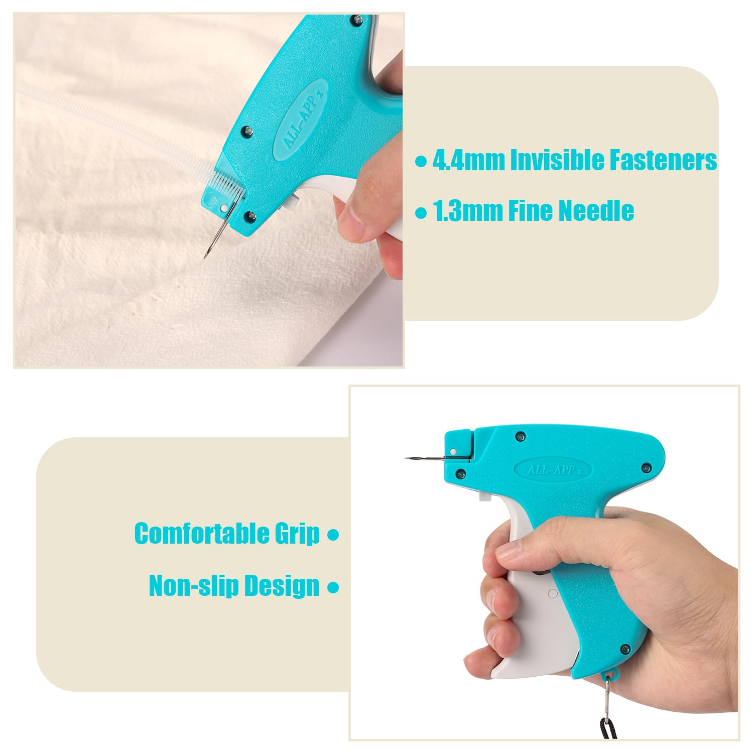 Stichpistole für Kleidung, Schnellstich-Nähpistole zum Quilten und Säumen, Etikettierpistole für Kleidung mit 6 feinen Nadeln, 1000 schwarze und 1000 weiße Mikroverschlüsse