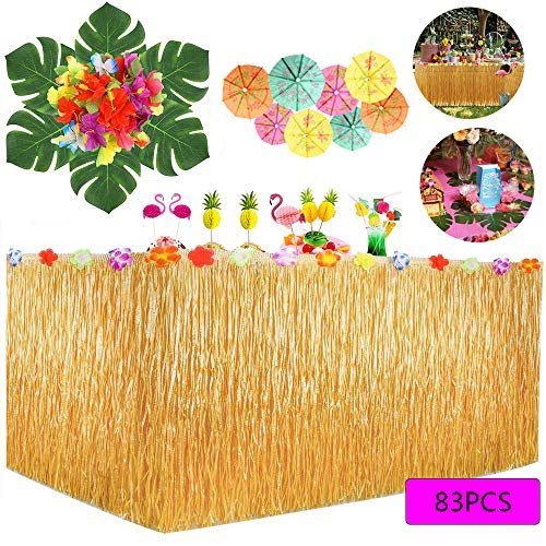 Juego de decoración de fiesta tropical, 83 piezas de PVC Juego de decoración de fiesta tropical hawaiano.Adecuado para el tema de la selva de la hawaiana Decoraciones de fiesta de jardín tropical