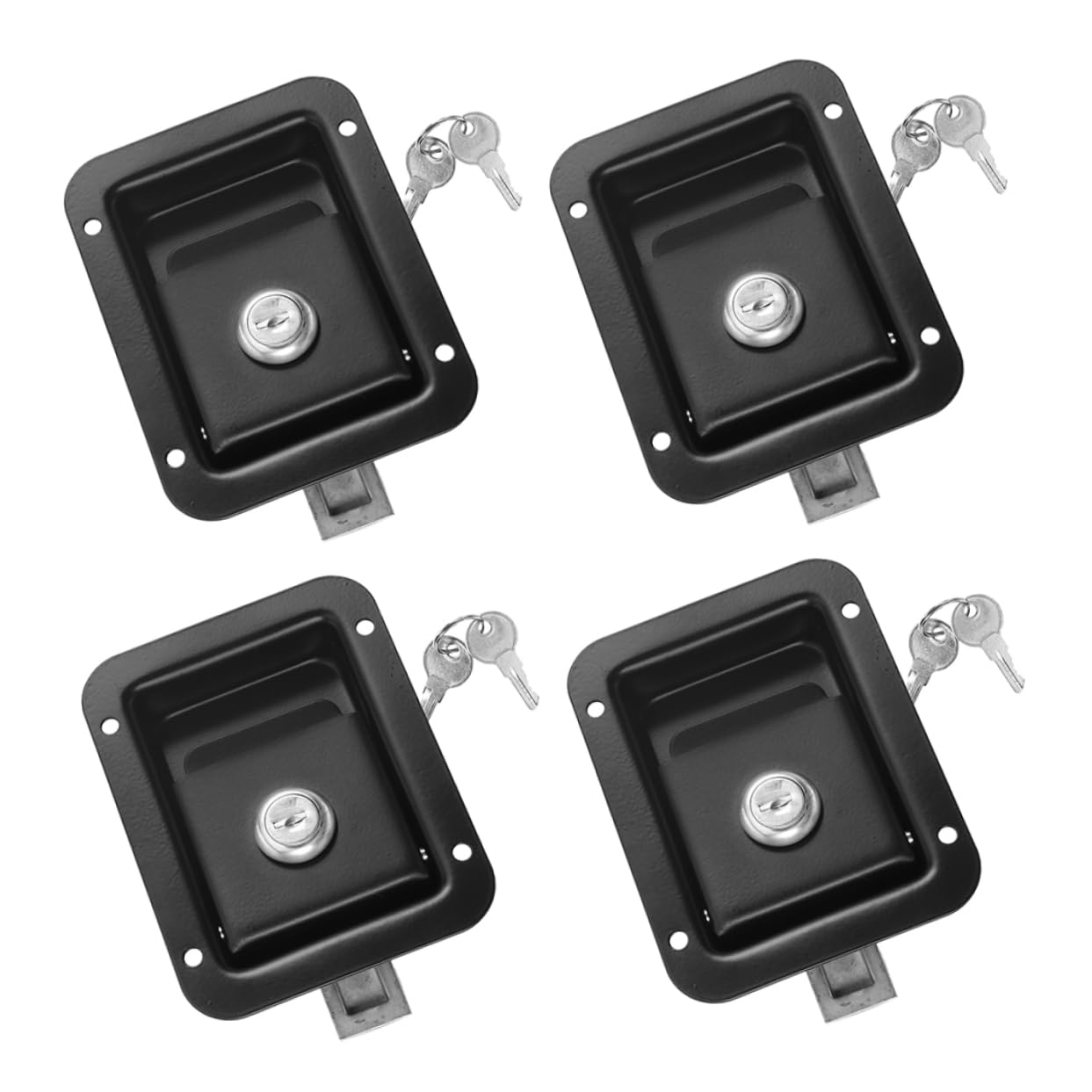 OSALADI Juego de 4 Cerraduras de Acero Inoxidable para Puerta de Autocaravana, Fácil Instalación y Seguridad Mejorada, Color Negro, Diseño Reducido para Remolques