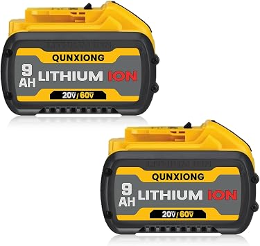 2 Pack DCB606 9.0Ah 20V/60V Max Battery High Capacity Li-ion Replacement for Dewalt 60V Battery DCB612 DCB609 Compatible with Dewalt 20v/60v Cordless Power Tools Battery Pack