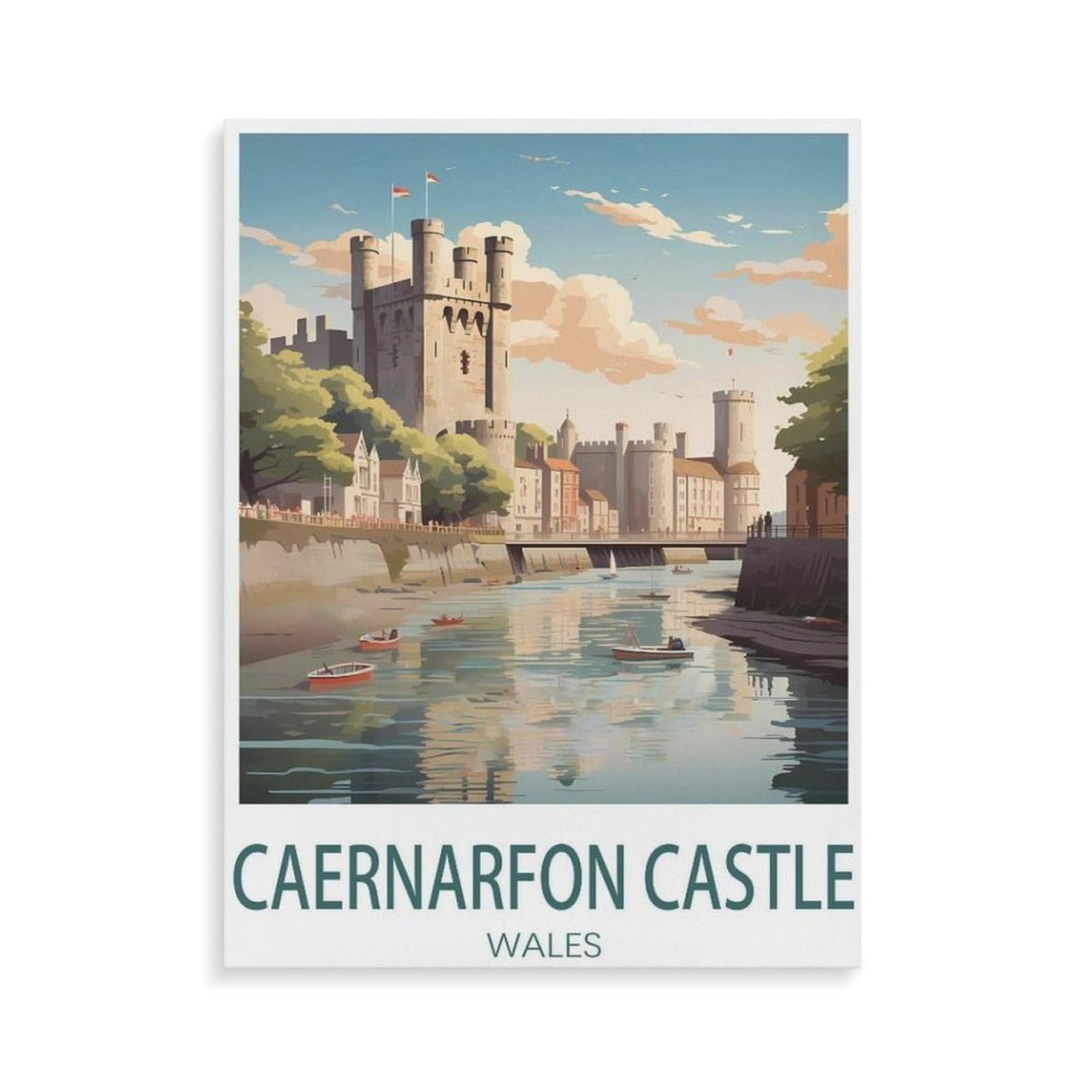 Beayodkp A24 Caernarfon Castle Wales，Paint By Number Diy Oil Painting Paint By Numbers Kits For Adults Beginner Canvas Acrylic Arts Craft For Home Wall Decor Drawing(40X50cm-O78