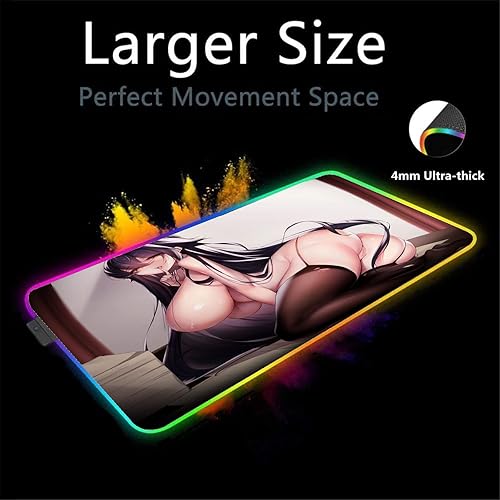 Miniatura 2 de Mouse Pads Sexy Butt Anime Girl Gaming Large RGB Mouse Pad Gamer Computer RGB Mouse Pad Backlit Mause Pad Desk Keyboard LED Mice Mat Multiple Size