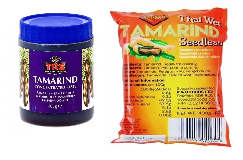 Pasta Concentrata di Tamarin 400g e polpa senza semi di Tamarin 454g Blocco di frutta di tamarindo compattato 100% naturale