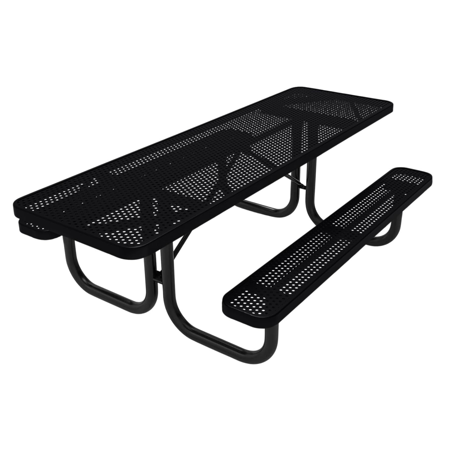 COATEDOUTDOORFURNITURE Heavy-Duty Portable ADA-Compliant Outdoor Picnic Table, Punched Steel Patio Dining Furniture Made in America (8ft Rectangular,