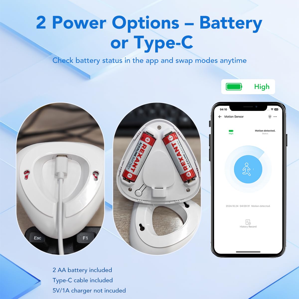 Zigbee Bewegungsmelder (PIR + Radar) – Wiederaufladbarer AA-Batterie & Typ-C-Aufladung, 6 m Reichweite, funktioniert mit HomeKit, Home Assistant & Smartthings