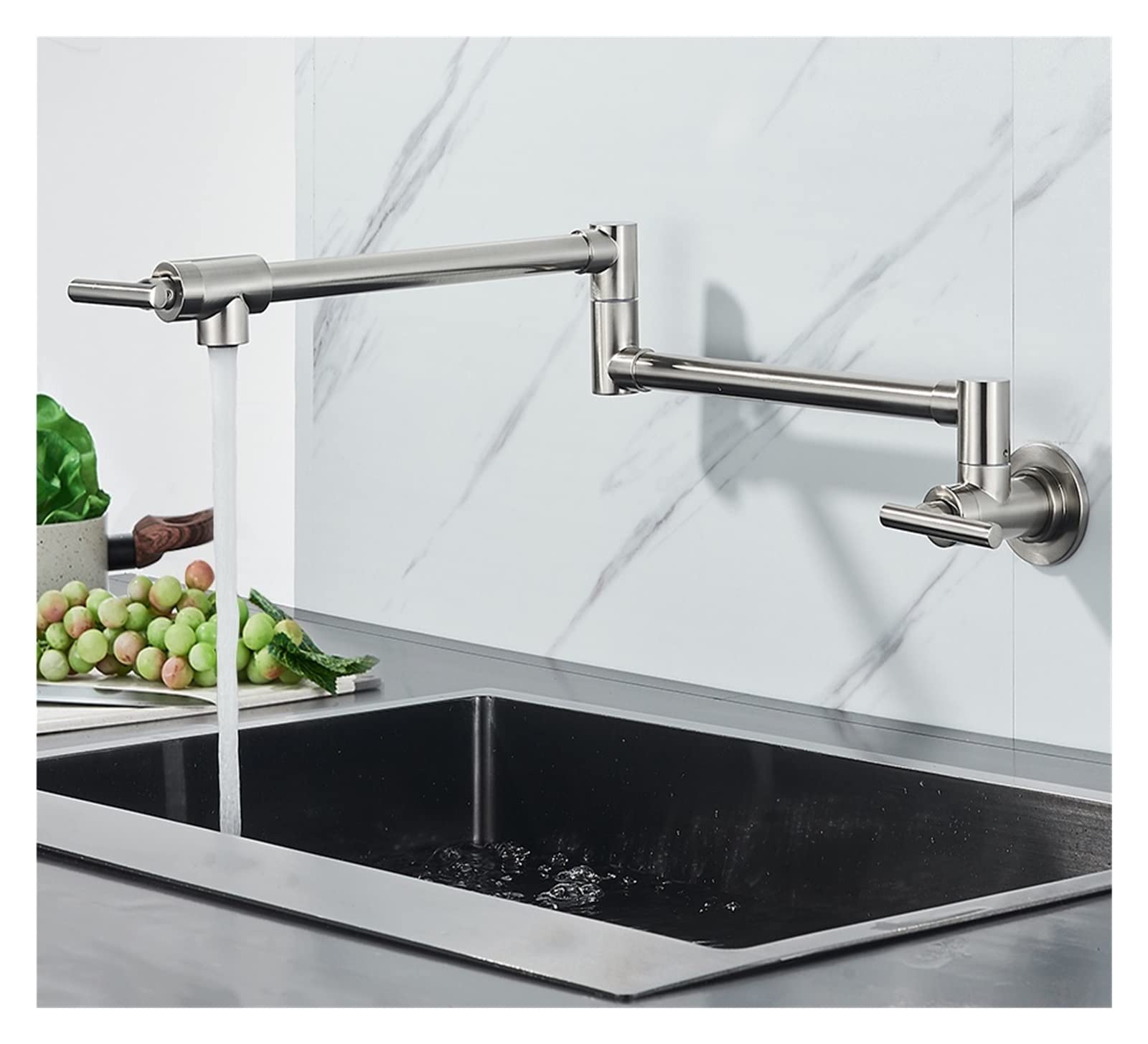 Filtro aeratore Universale Splash, Rubinetto per Acqua Fredda per lavello da Cucina Nero, Rubinetto Girevole per lavello in Ottone Massiccio, Rubinetto per riempimento pentole a Parete, BRAC