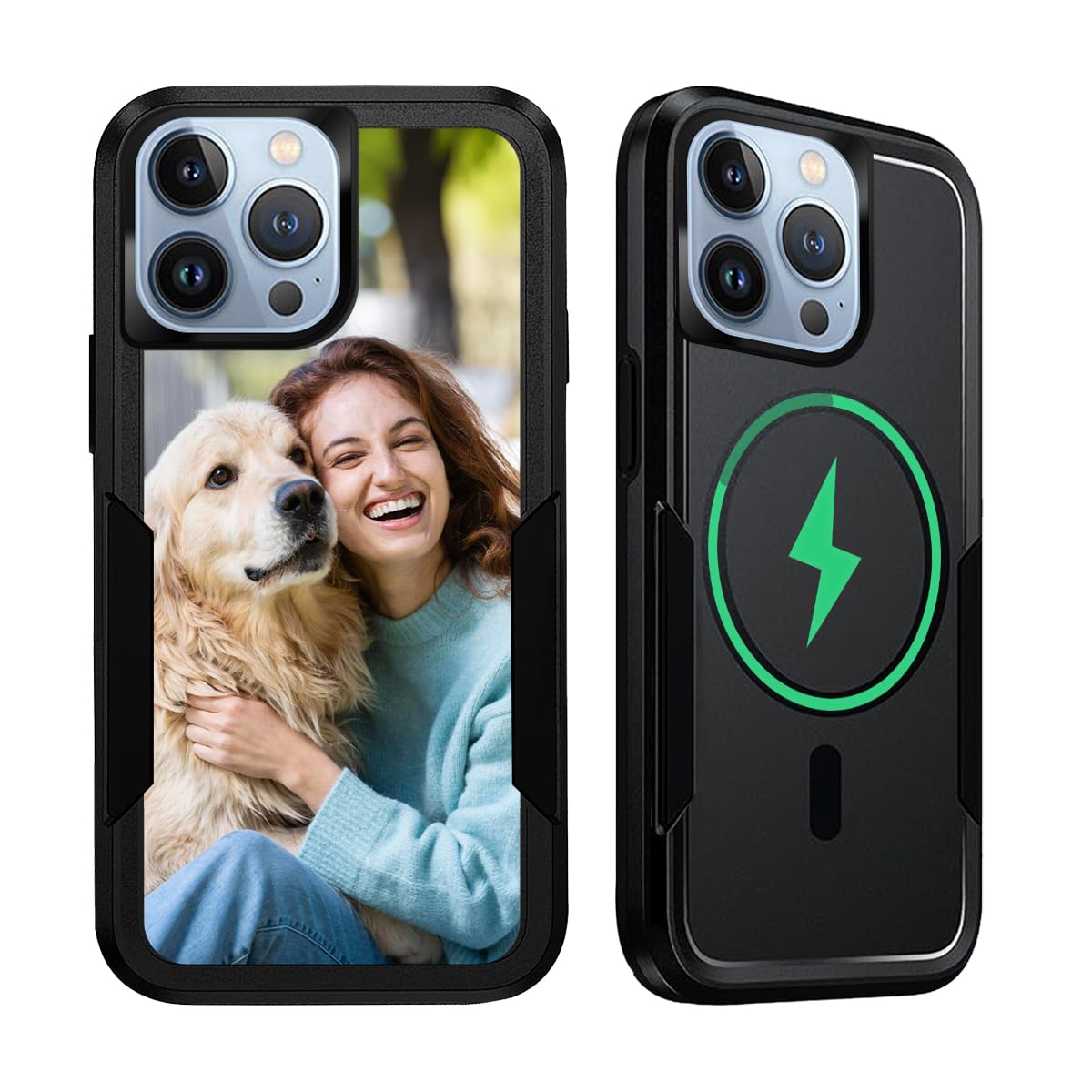 Custom Phone Case for iPhone 13 Pro Max 6.7-inch Compatible with MagSafe Personalized Photo Logo Picture Text Name Magnetic Heavy Duty Dual-Layer