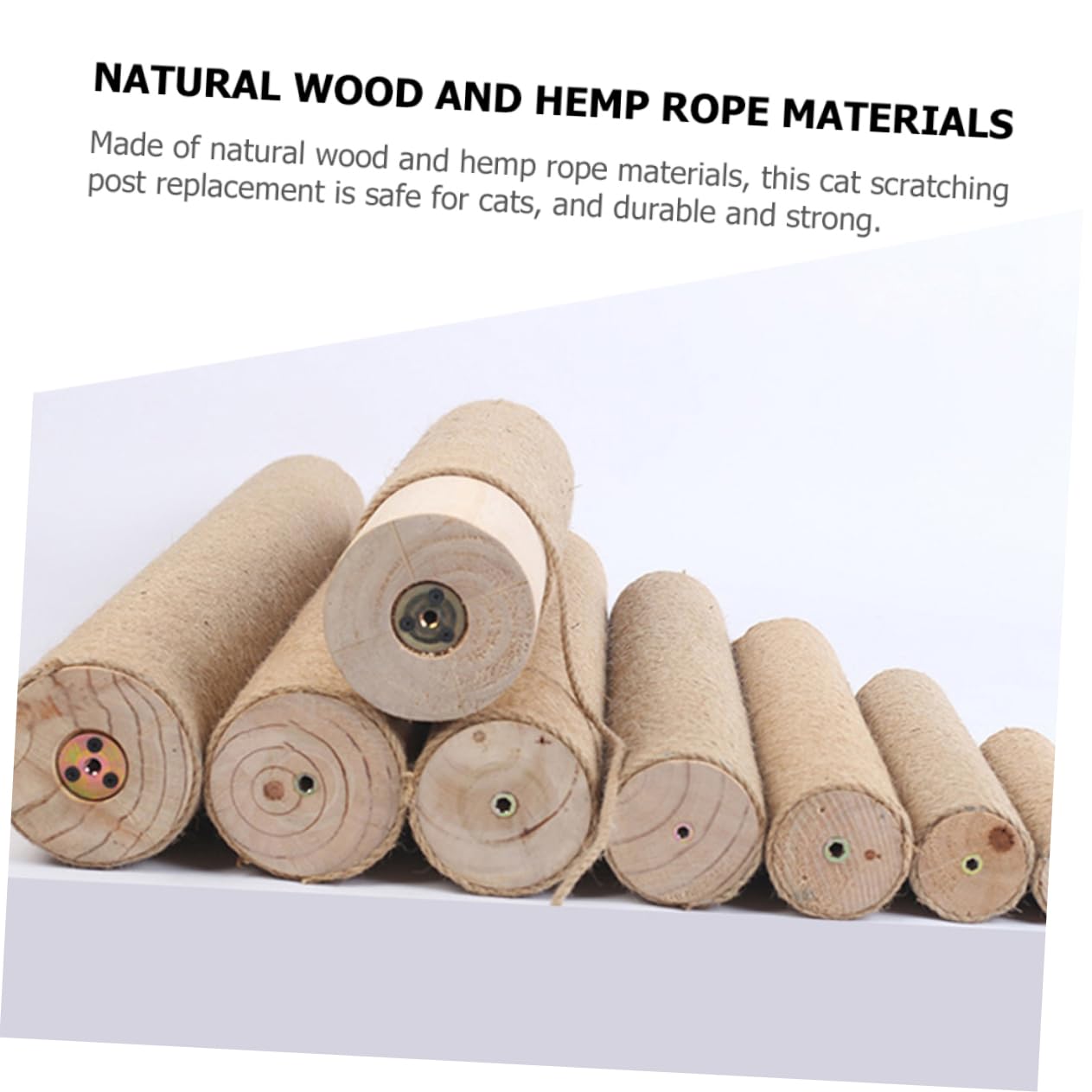 Poste Rascador Vertical para Gatos de Madera y Cuerda, Resistente al Desgaste, Adecuado para Reemplazo en Árboles para Gatos y Protección de Muebles