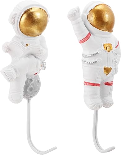 Miniatura 9 de 2 ganchos de pared de astronauta, resistentes para montar en la pared, ganchos adhesivos para bata, toallas, llaves, perchero, perchero, para el
