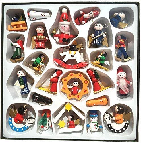 Bienwwow Lot de 24 décorations de Noël en bois faites à la main Cover
