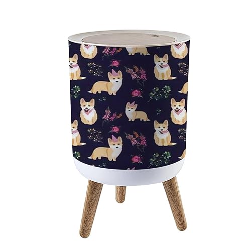 Cubo de basura pequeño con tapa Corgis Dog The Royal Dog - Cubo de basura redondo sin costuras, a prueba de perros, para cocina, baño, dormitorio, disponible en Yaxa Venezuela