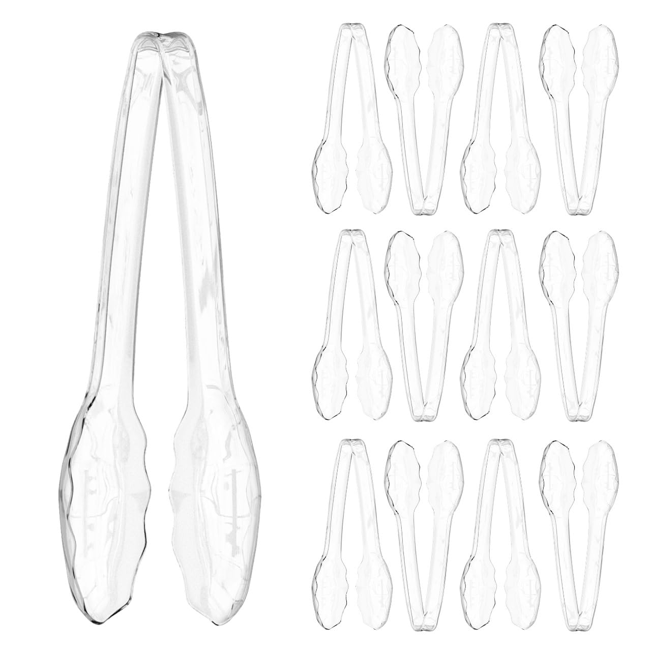 R-kay12 Pack Plastic Serving Tongs For Buffet - Plastic Serving Utensils For Hot And Cold Food - Disposable Serving Tongs For Parties, Holidays And Gatherings (Clear)