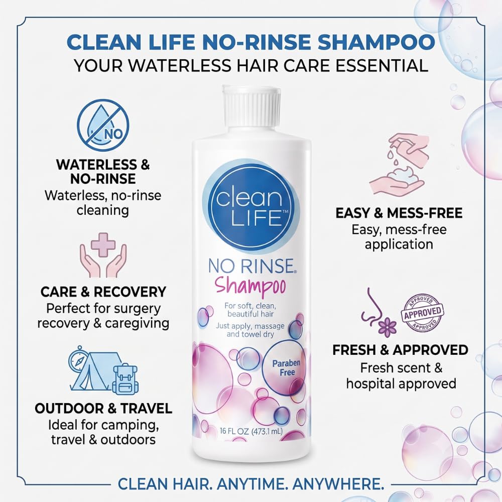 Amazon.com: No-Rinse CleanLife Products Shampoo, 16 fl oz