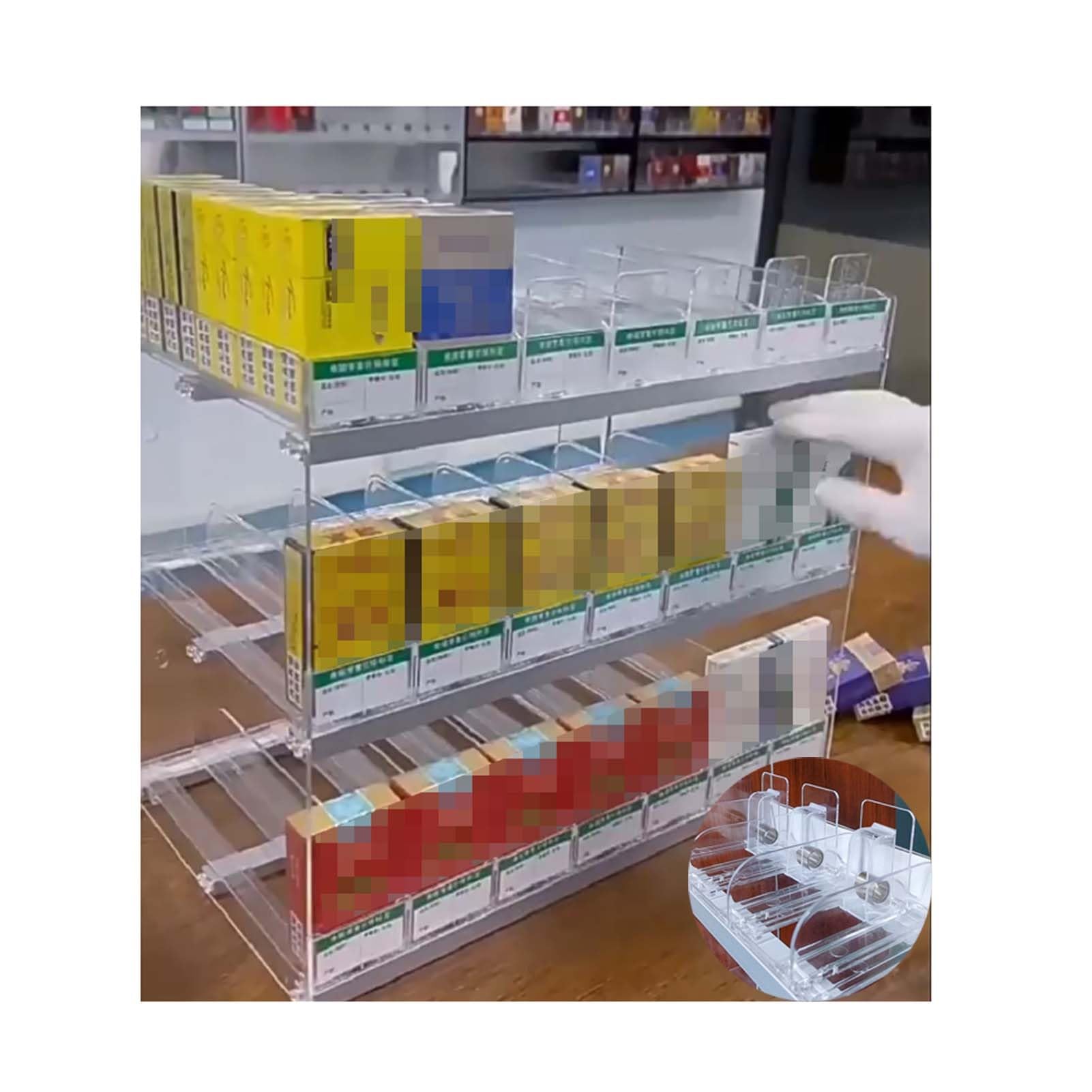 Cigarettes Organiser Holder Auto Cigarette Pusher Cigarette Display Holder Blunt Wraps Or Candy Display Case Point Of Sale Counter Rack Retail Cabinet Organizer ( Color : Clear , Size : 73.5x28.4x84cm