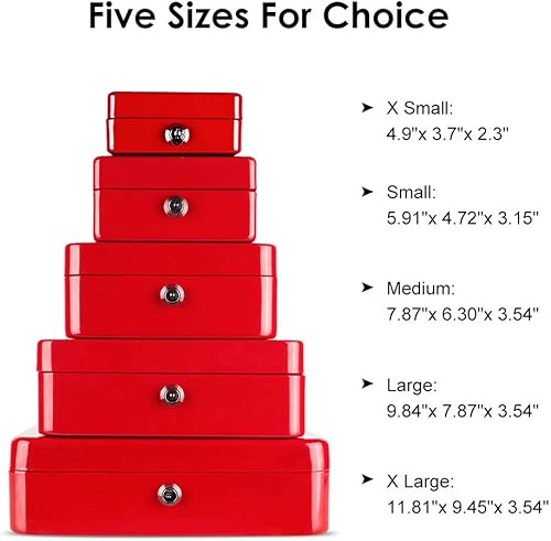Vista 82 de KYODOLED Caja de dinero mediana con bandeja para dinero, pequeña caja de seguridad con llave, cajón de efectivo, 7.87 x 6.30 x 3.54 pulgadas, verde