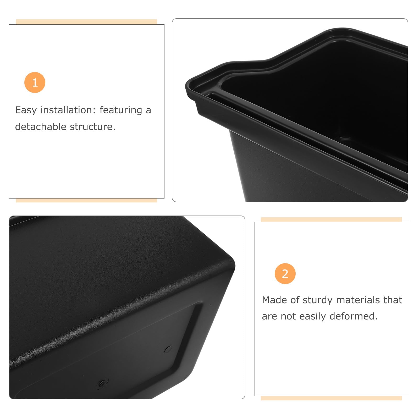 Poubelle de Nettoyage Portable Noire en Plastique pour Chariot Utilitaire | 12, 97 X 9, 04 Pouces, Support de Seau Suspendu, Organisation des Fournitures en Milieu Professionnel