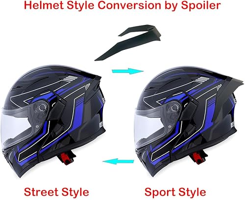 Miniatura 9 de 1Storm - Casco modular de cara completa para motocicleta con doble visera abatible protector solar HB89 negro brillante ArrowBlue, Arrow Green,