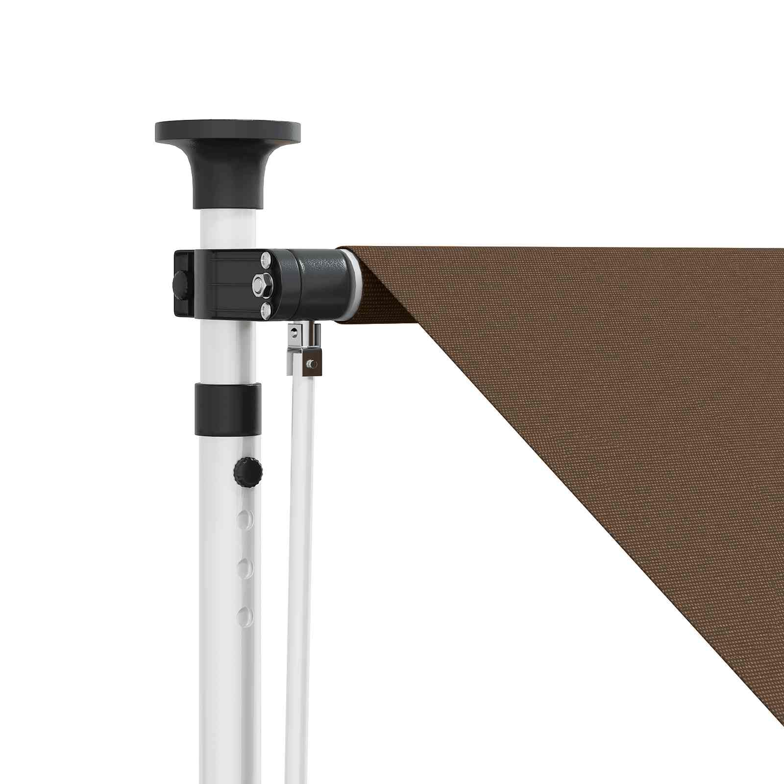 Toldo retráctil manual gris topo 150 cm | Tela recubierta de poliuretano, manivela larga, altura y ángulo ajustables, para patio y jardín