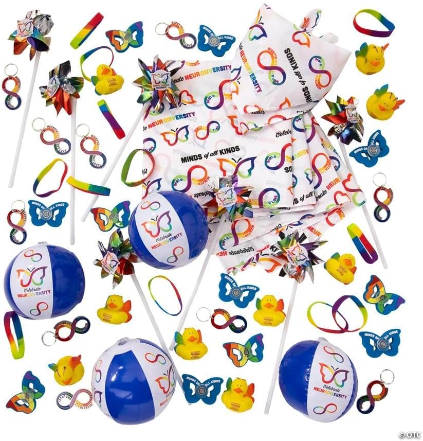 Fun Express Bulk 120 Pieces Neurodiversity Awareness Favor & Handouts Kit