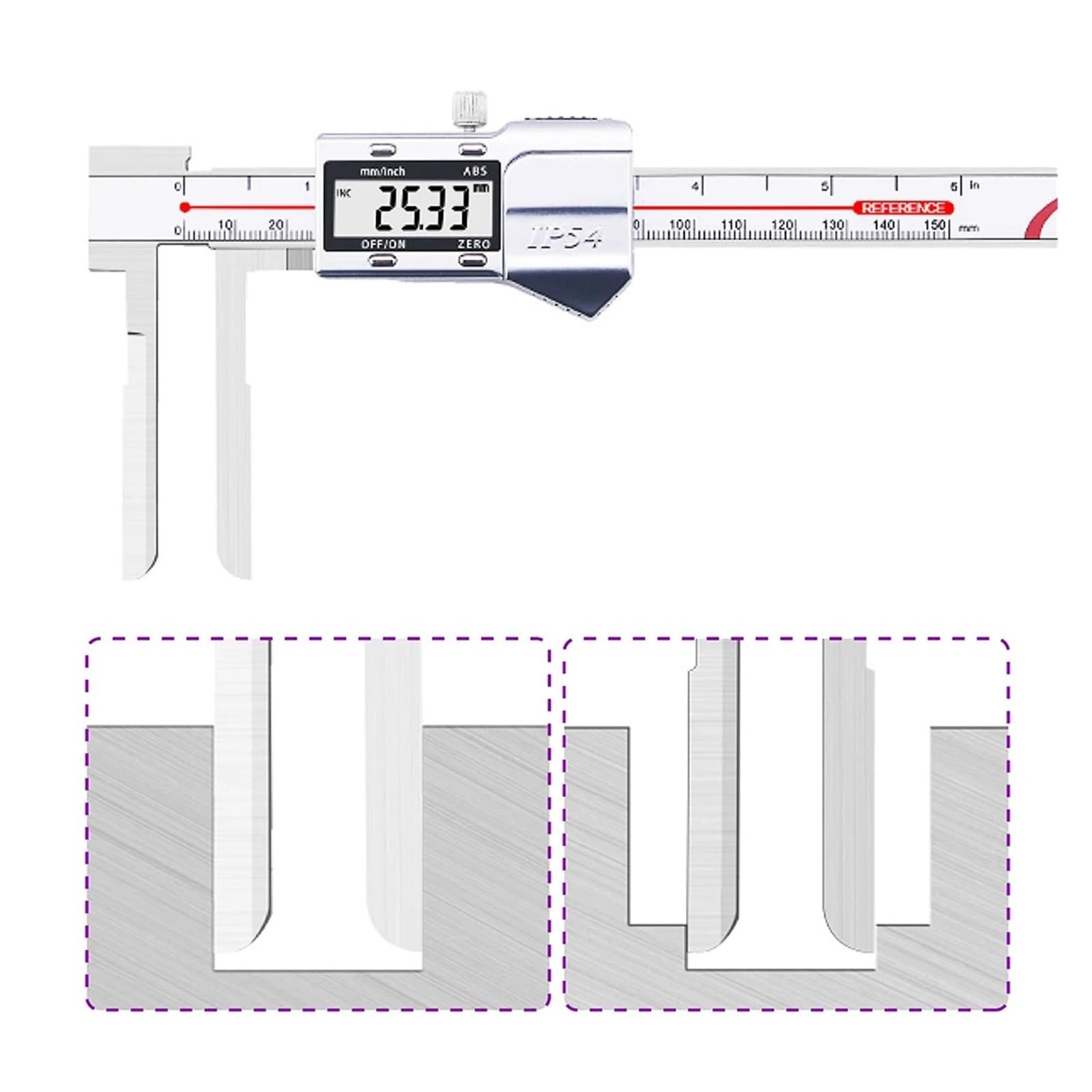 Długa szczęka, wewnętrzna średnica, cyfrowy zacisk wyświetlacza, 150 mm, 200 mm, 300 mm, suwmiarka cyfrowa ze stali nierdzewnej (25-300, 150 mm)