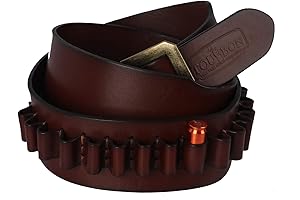 TOURBON Adjustable Leather Bandolier Bullet Belt for .44 and .45 Calibers