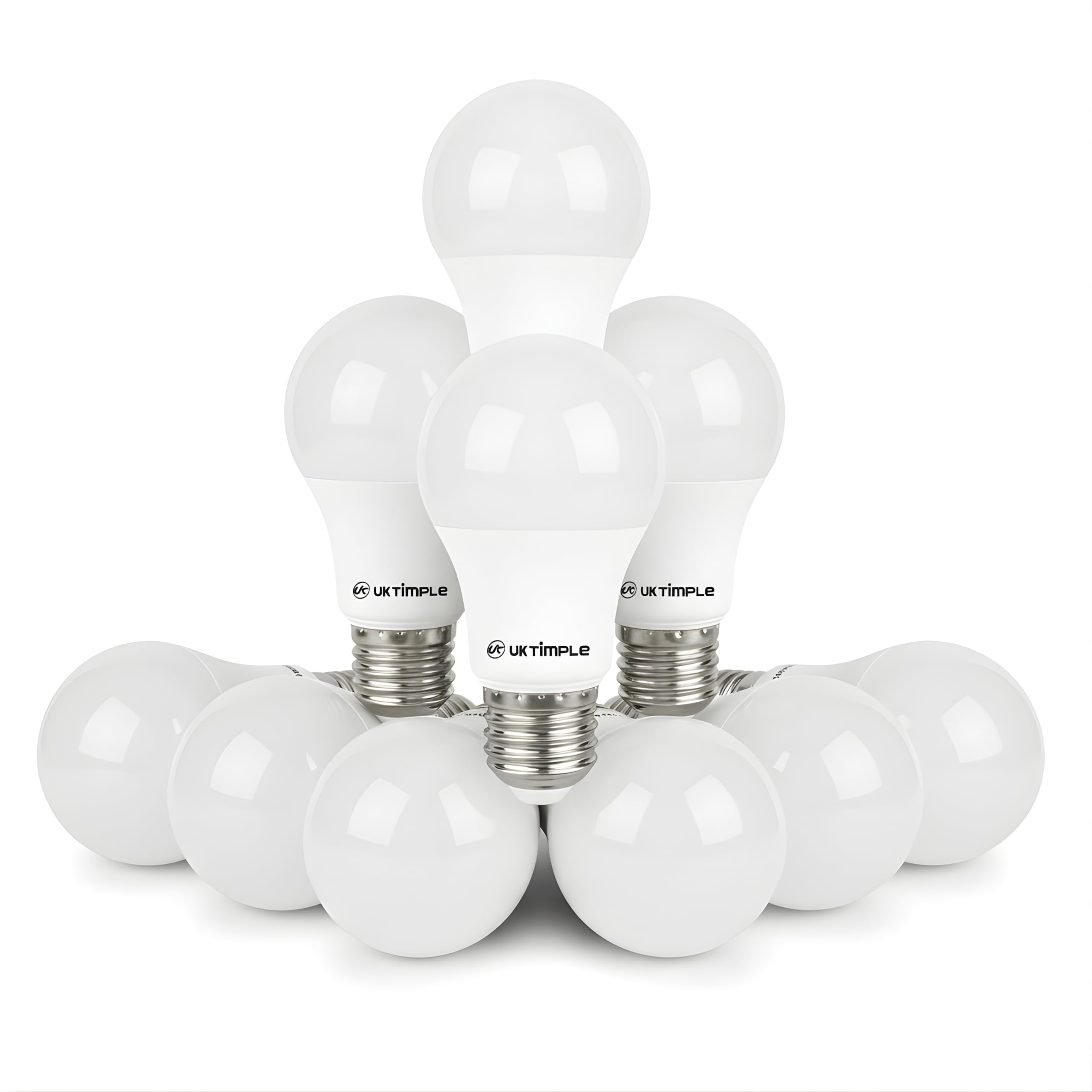 Uk Timple E27 LED Light Bulb, High Brightness, Warm White 3000K, 11W Bulb = 110W Halogen, A60 Cap GLS 1200LM 86% Energy Saving Lightbulbs, Non-Dimmable, Ra ≥ 80 25000hrs Life - 10 Pack