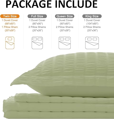 Miniatura 55 de Cozyide Juego de funda de edredón de sirsaca suave y transpirable de 3 piezas, con cierre de cremallera y lazos en las esquinas
