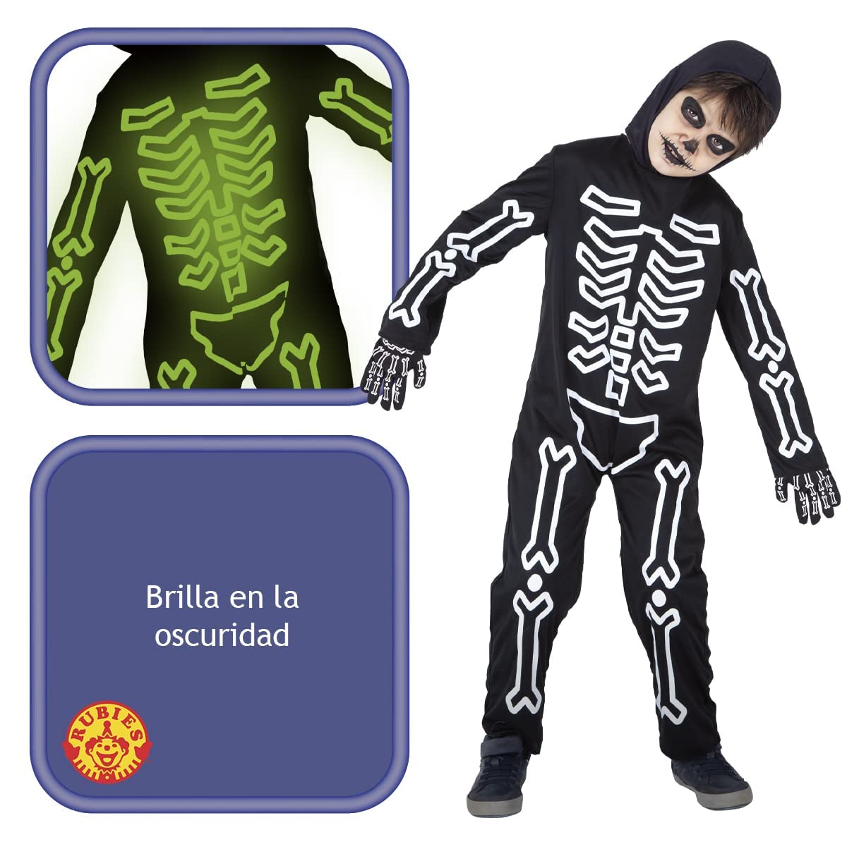 Rubies Costume Ossitos Glow in Dark per bambini e ragazze, per Halloween, carnevale, compleanno e Natale