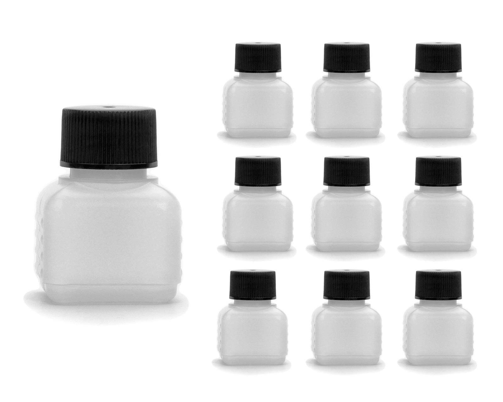 10 x 30 ml Octopus Plastic Bottles, HDPE Plastic Bottles with Black Screw caps, Empty Bottles with Black Screw caps, Square Bottles incl. 10 Labels