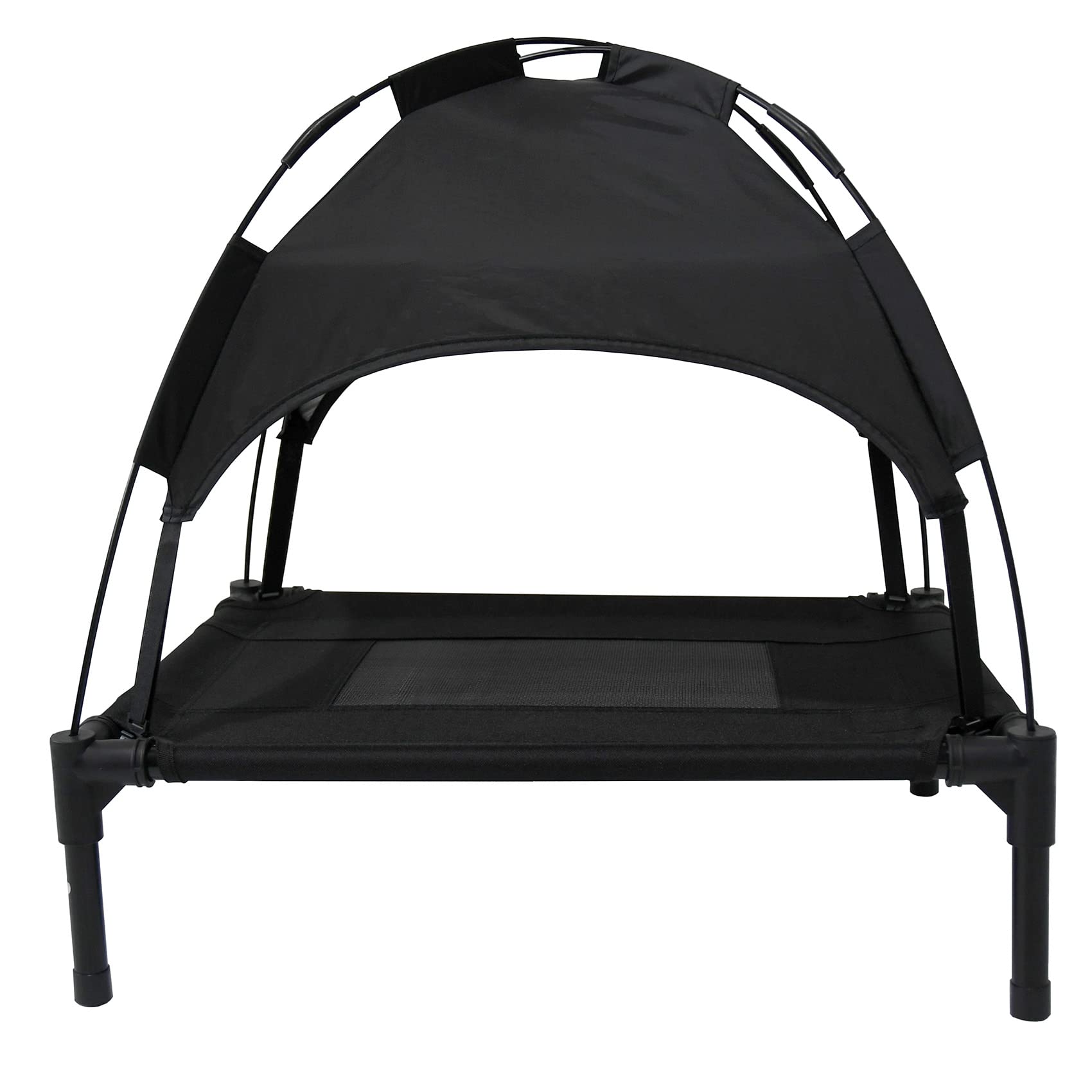 Actiaspet - Elevated Dog Bed with Canopy (Black, Small)