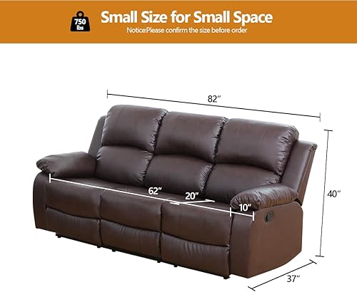 Miniatura 2 de Sofás reclinables manuales de cuero, marrón