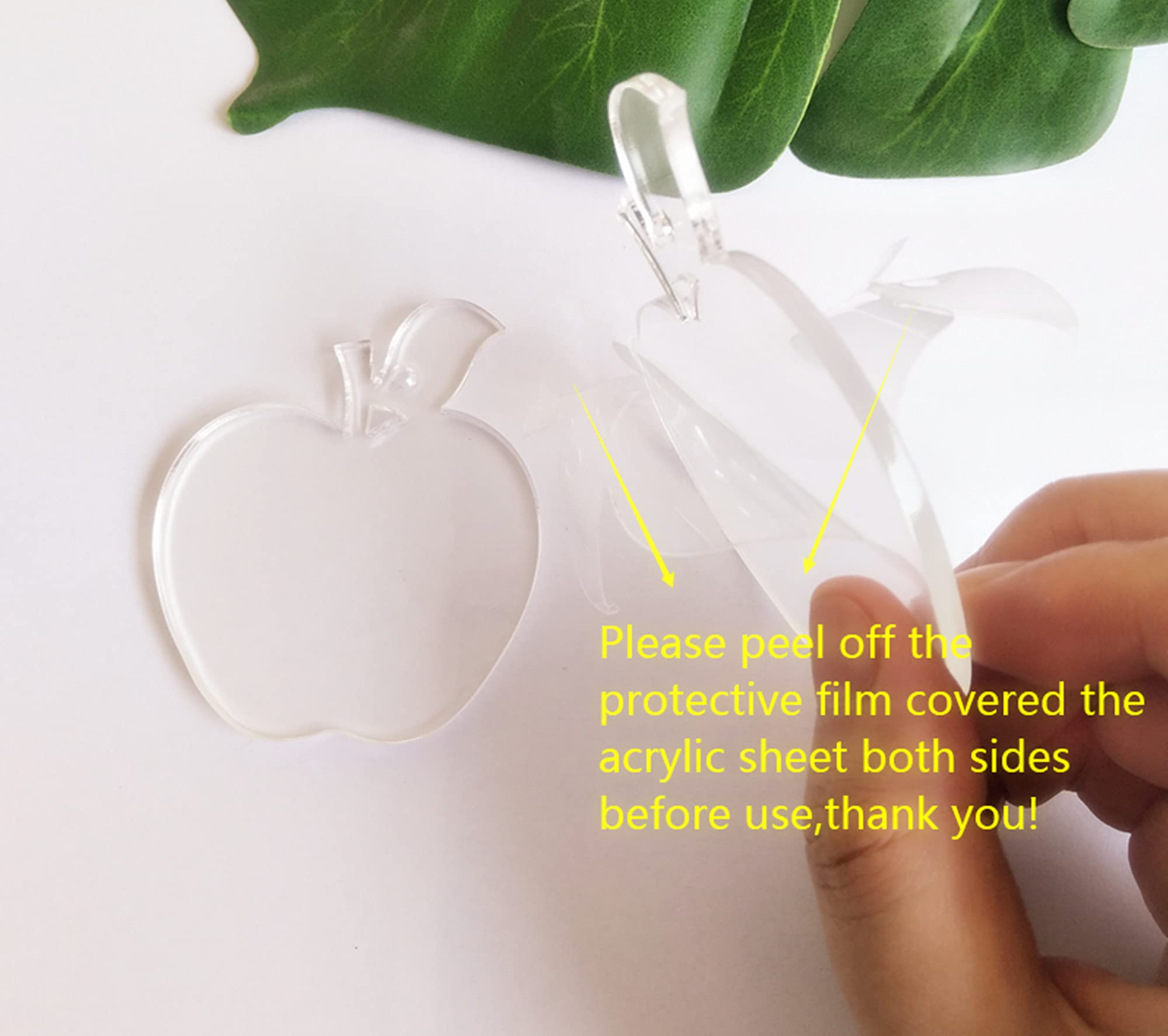 XIAOYUE 10PCS Acrylic Keychain Blank, Apple Acrylic Blank Keychains,Laser cut Acrylic Fruit Shapes for Keychains Purse Fobs (2.5'')