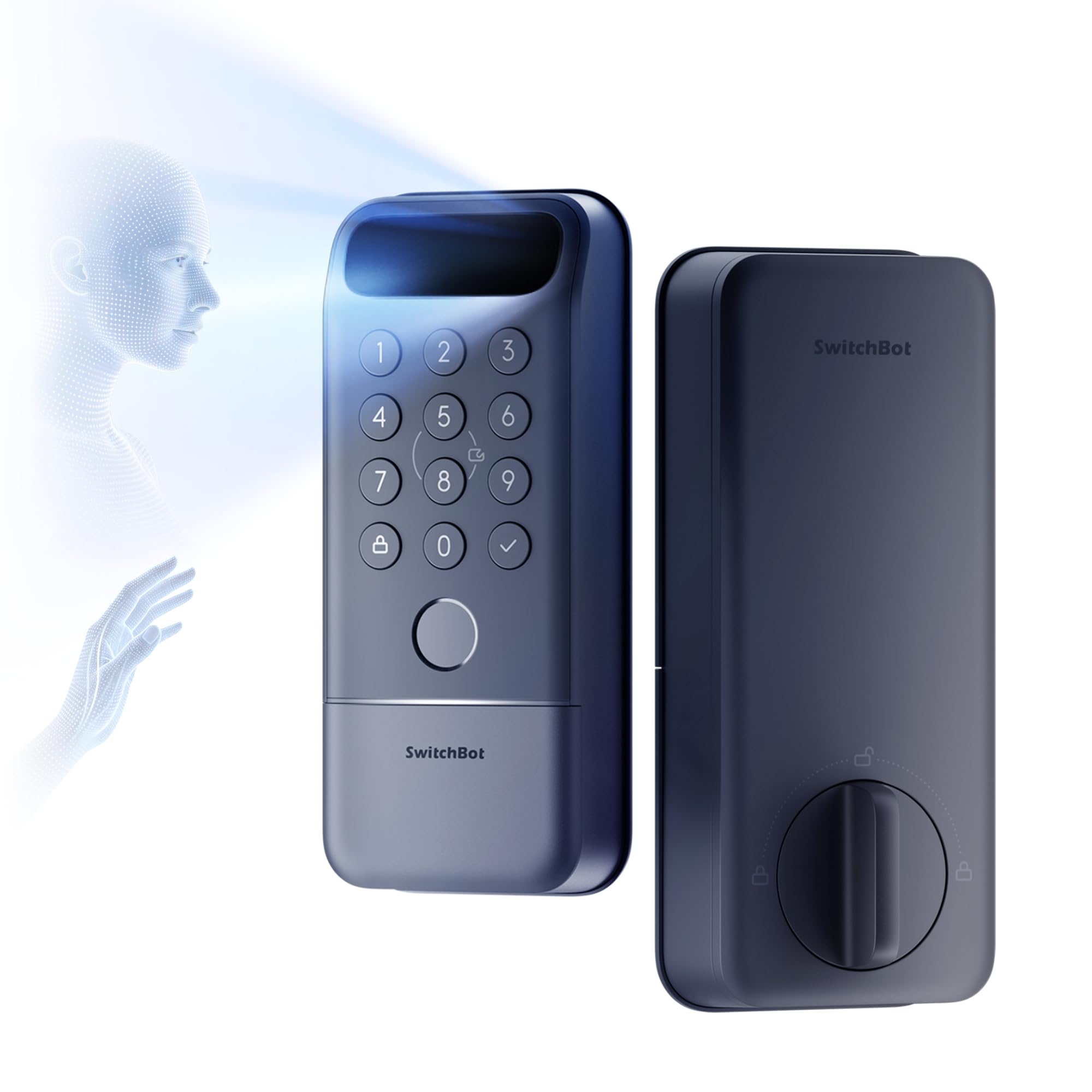 Photo 1 of SwitchBot Lock Vision Pro, 3D Face Recognition + Palm Vein + Fingerprint Smart Lock, Deadbolt Keyless Entry, 12-Month Battery, WiFi No Hub, Auto-Lock Sensor, with Matter, Apple Home, Alexa, Google