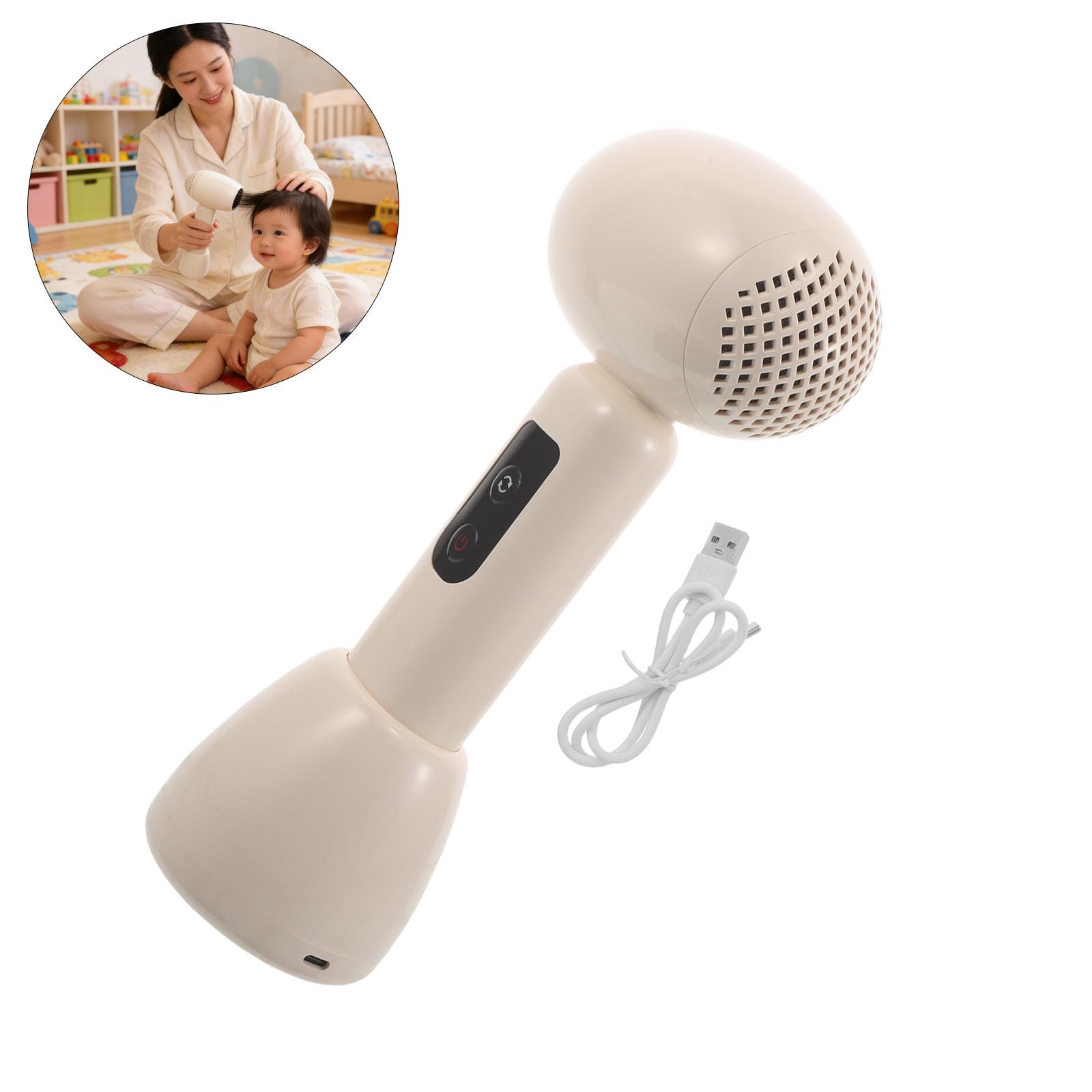 Mipcase Secador de Pelo Inalámbrico Temperatura Constante Material Abs para Ñiño Ligero y Portátil Adecuado para Camping y Uso en Dormitorio