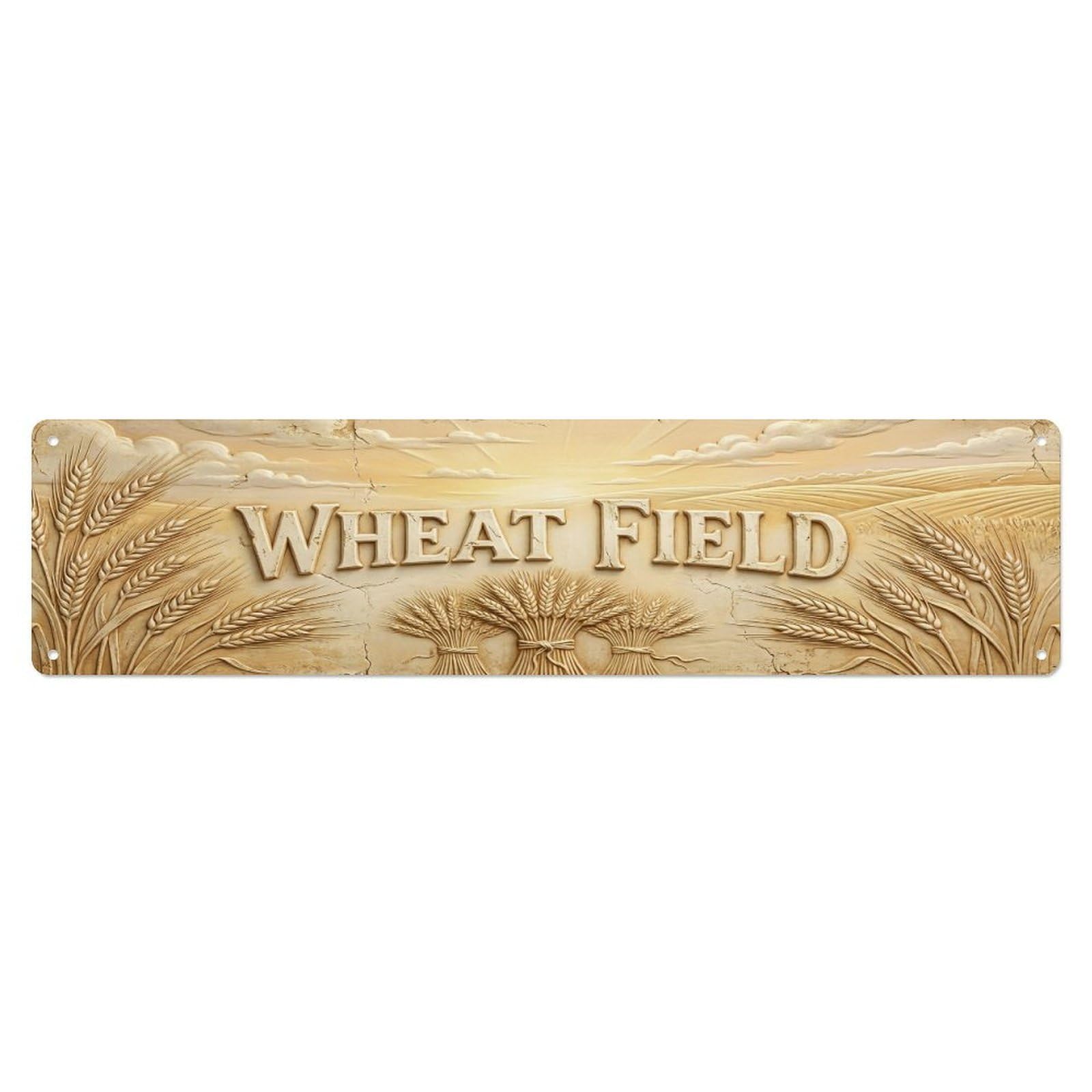 Olhnbad 4X16inch(10X40cm) Vintage Cottagecore Garden Wheat Field Relief Metal Tin Sign