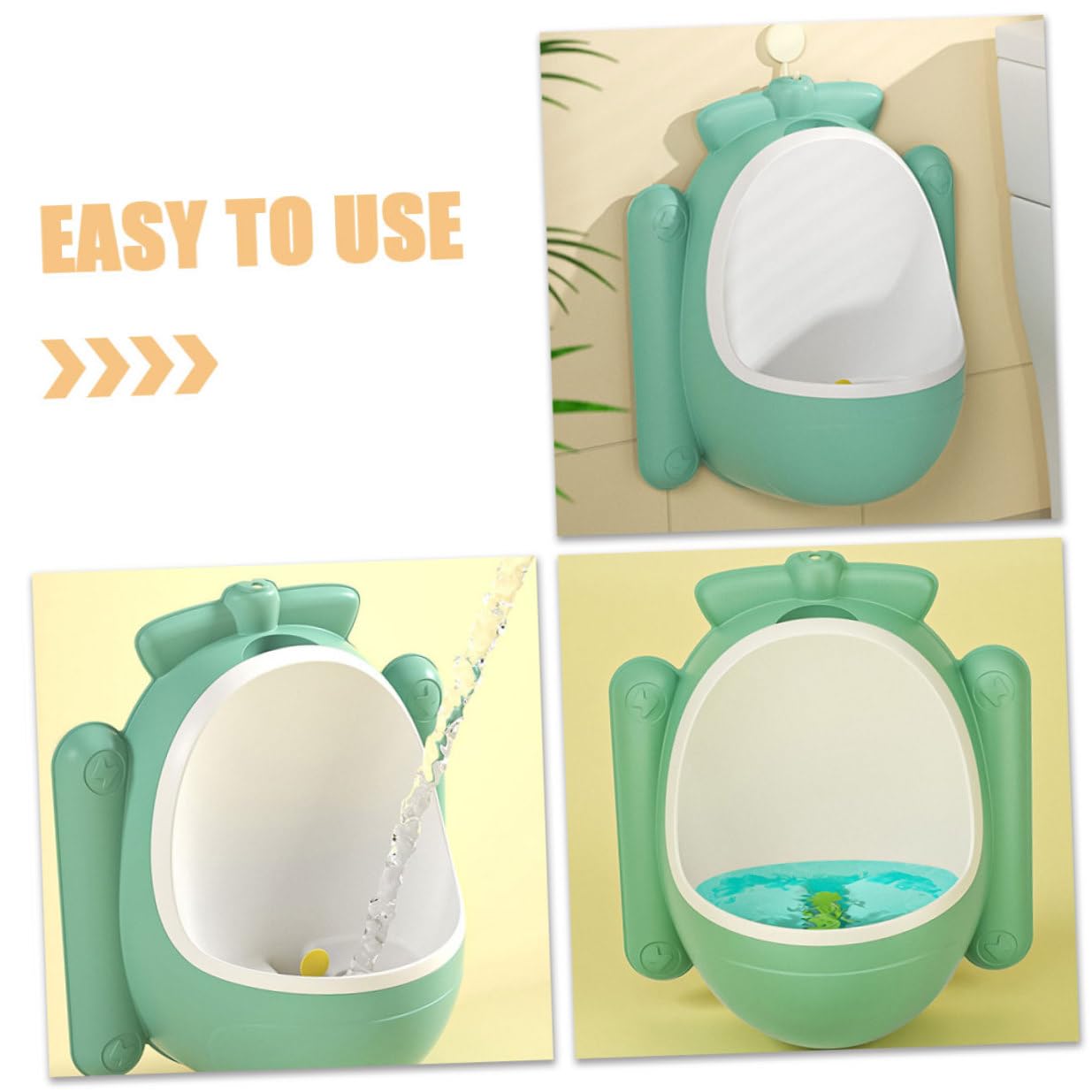 Toyvian Training Urinal for Boys Wall-Mounted Potty Trainer with Cartoon Aircraft Design Green Plastic Potty for Boys’ Toilet Training