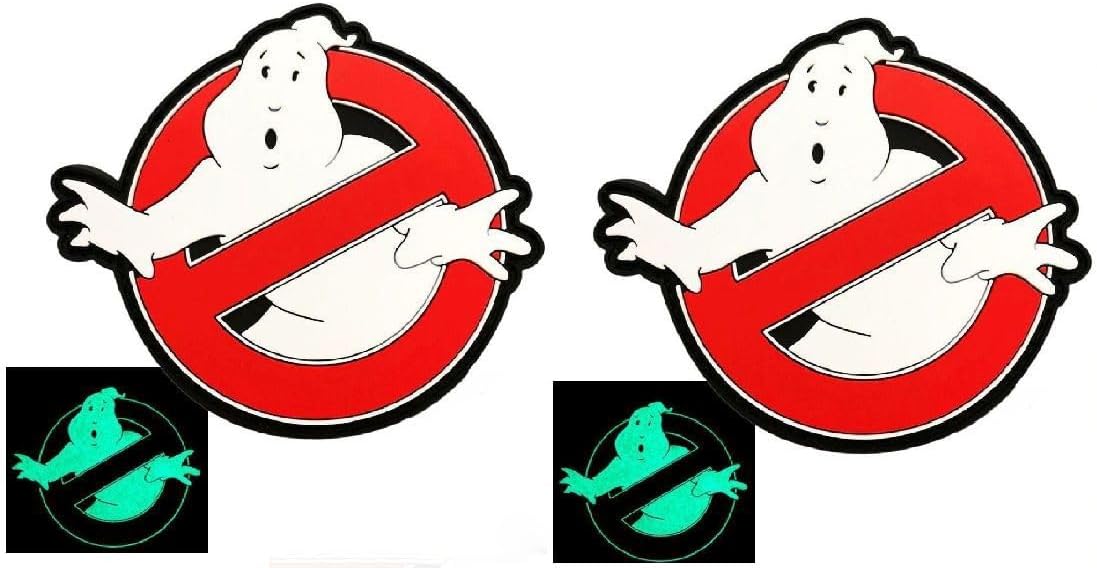 Patch Force Ghostbusters No Ghost Glow in The Dark 3D PVC Rubber Patch 2PC Bundle Set - 3 X 3.5 Inch Hook Fastener B428