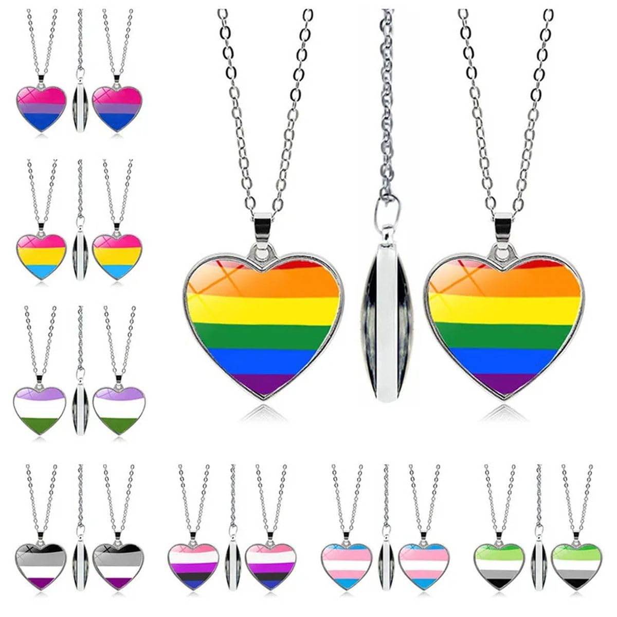 MOCHAMIK Neu für Trendige 2026 LGBT Gay Rainbow Pride Flag Halskette Männer Frauen Lesben Bisexuell Transgender Symbol Glas Anhänger Paar Liebhaber Geschenk Schmuck Modeaccessoires Kreativ