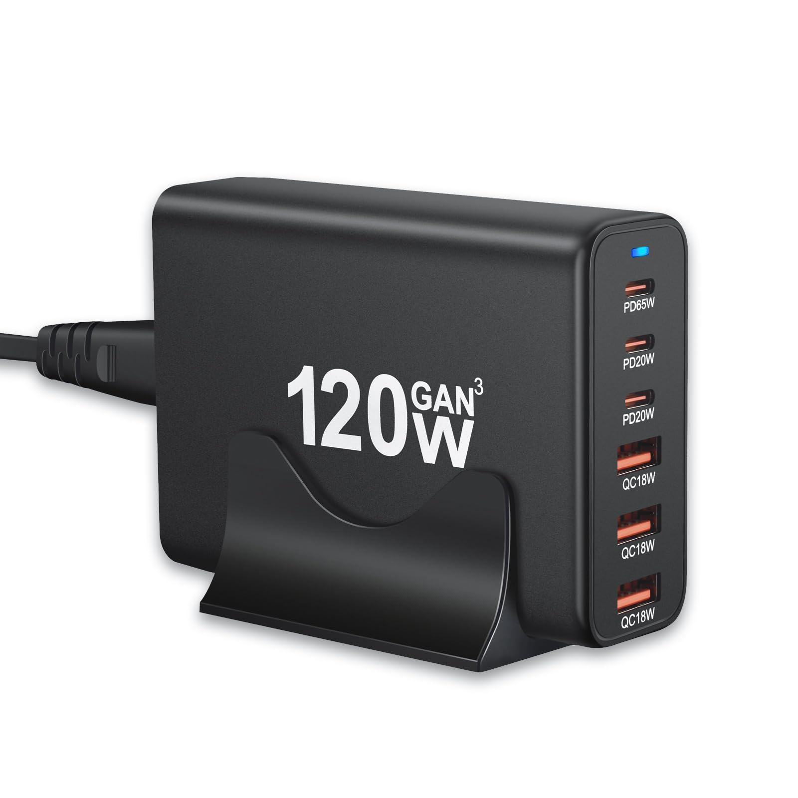 120W GaN III 6 Ports Fast Charging Station Hub Block Portable Wall PD Charger Power Adapter 65W Port