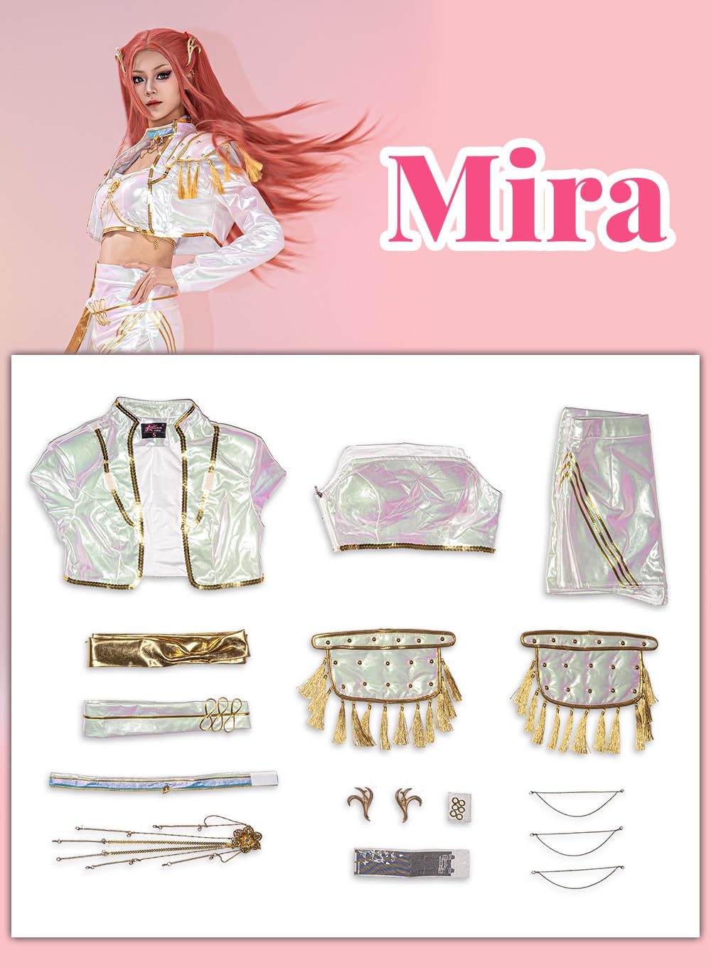 OSIAS Disfraz de Cosplay Mujer Mira Escenario Blanco con Diseño Láser Deslumbrante