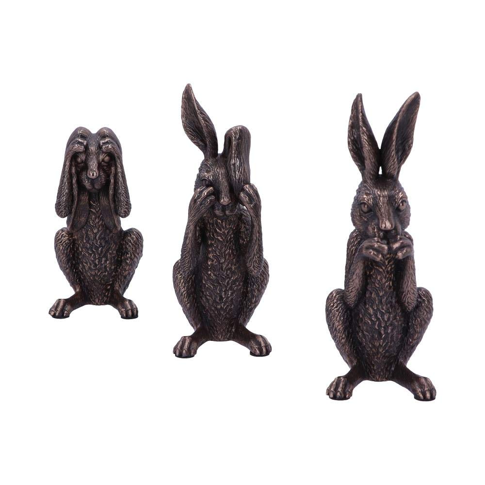 Nemesis Now Bronze Hare Figurines See No, Hear No, Speak No Evil-Figuras de Liebre de Bronce, polirresina, marrón, Talla única