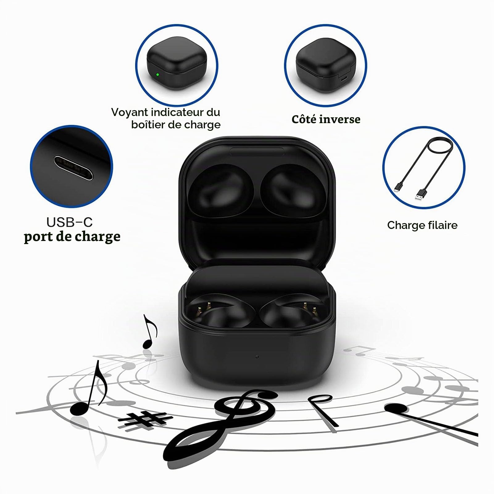 Étui de Charge pour Galaxy Buds 2 Pro, Station d'accueil pour Chargeur de Remplacement pour écouteurs Bluetooth sans Fil Samsung Galaxy Buds 2 Pro SM-R510, étui de Charge pour
