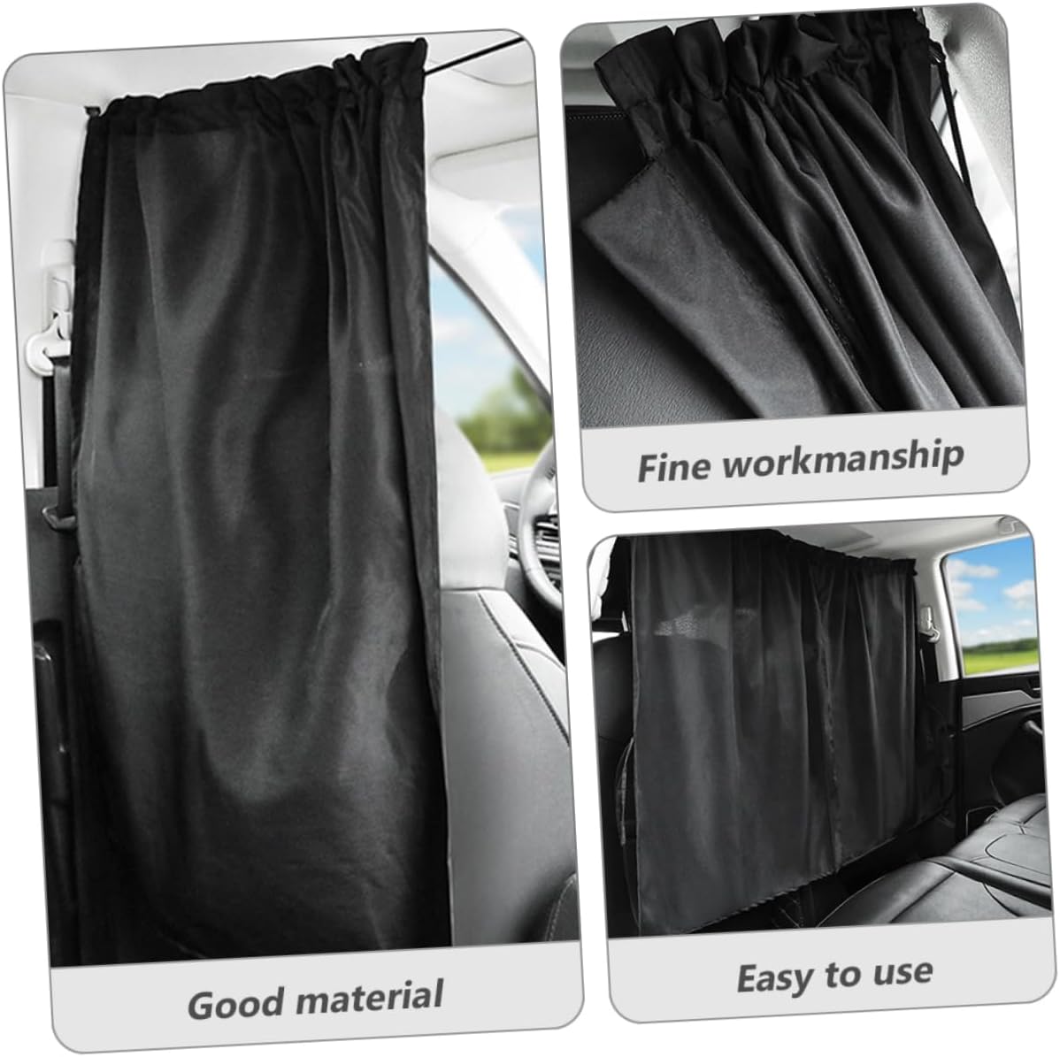 Car Privacy Sunshade Curtain Detachable Auto Divider Protection Design for Front and Rear Seats Easy Installation Multi-Functional and Portable for Travel and Camping