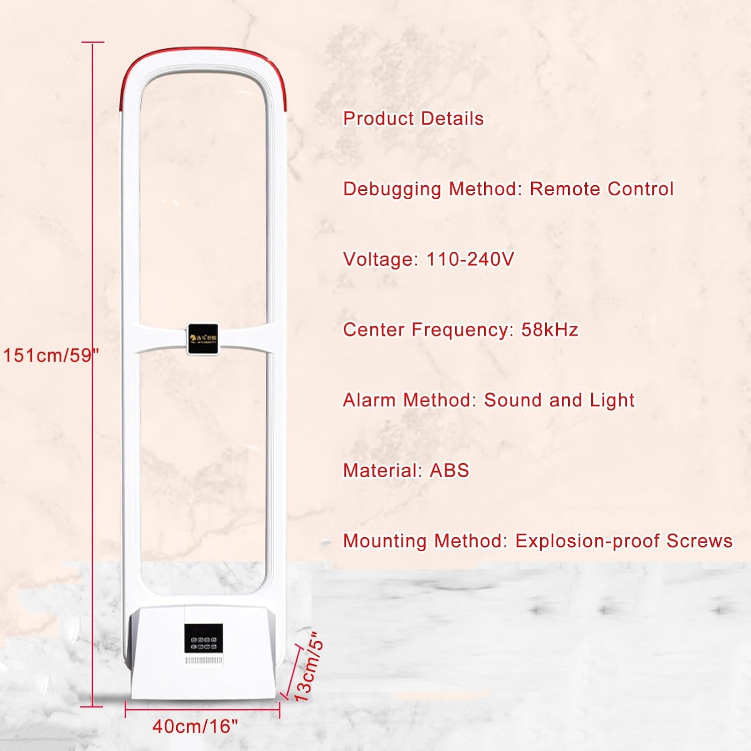 Detection Retail Anti-Theft Equipment Security Tags Checker AM 58KHZ for Cloth Store Sound Light Alarm 300 Tag Comes with Accessory