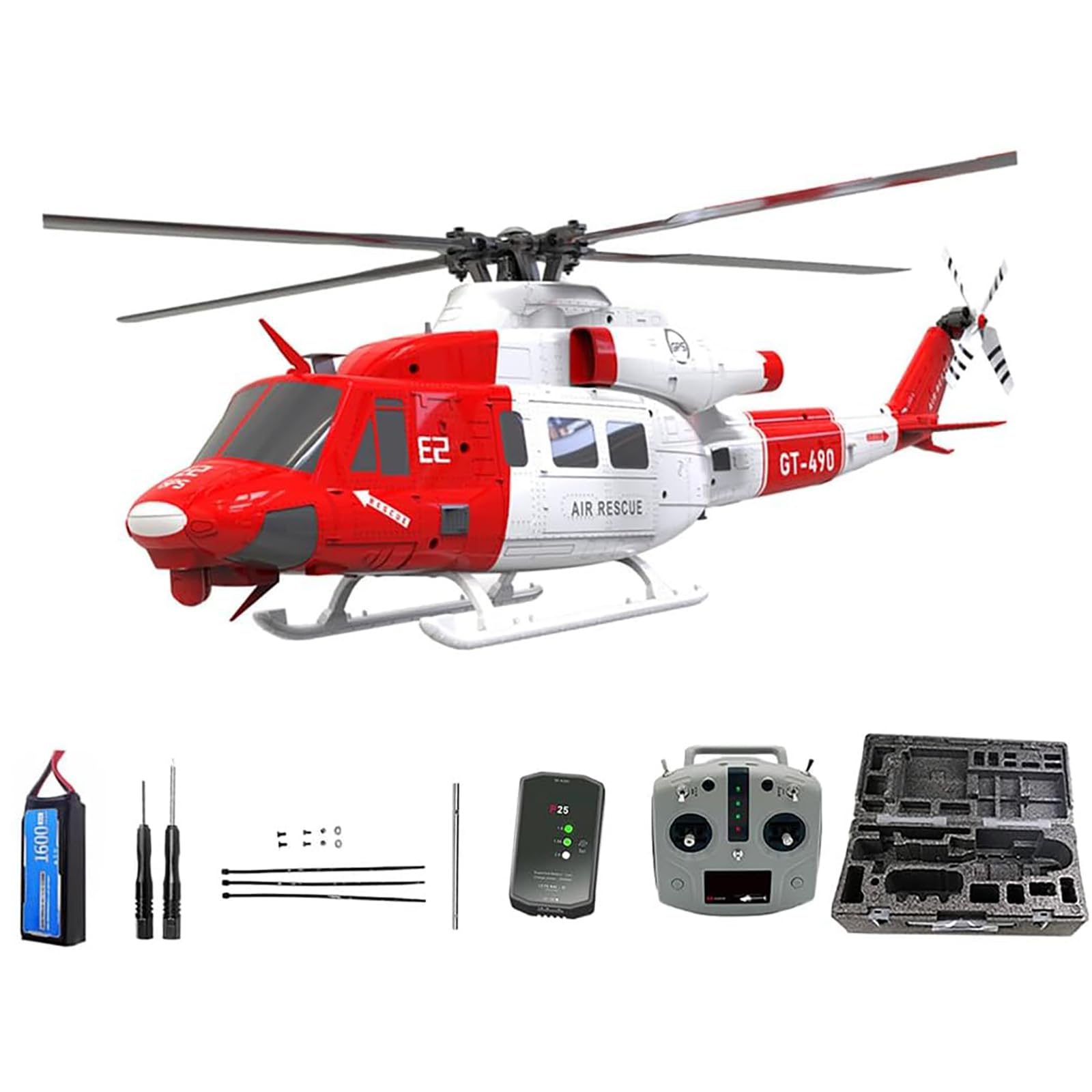 Genérico E2 UH-1Y RC Helicóptero con GPS Lidar posicionamiento, 2.4G 6CH Dual Brushless Direct Drive Rescate Helicóptero de Control Remoto, Regalo - RTF