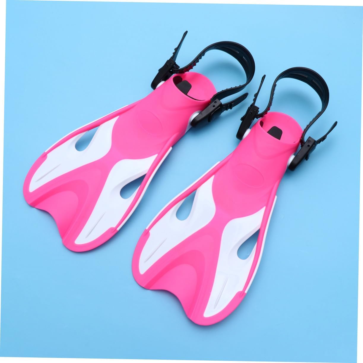 Zerodeko Adjustable Adult Snorkeling Fins Pink White Hydrodynamic Diving Flippers for Swimming Training Comfortable Heel Support Euro Outdoor Snorkeling Gear for Fast Kicks