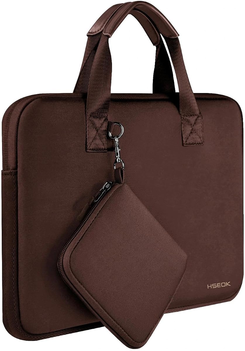 Hseok Laptop Sleeve 13.3-14 inch Case with Small Pouch, Neoprene Computer Bag Compatible with MacBook Neo/Pro 14 M5/M4/M3/M2/M1, Mac Air/Pro 13.3, XPS 14 and Most 13-14 inch Notebooks,Coffee