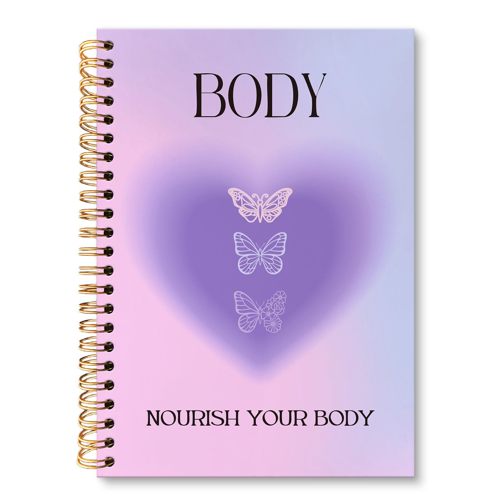 huester Purple Aura Inspirational Spiral Notebook Journal, Motivational Positive Preppy Butterfly Aesthetic Journal Notebooks for Note Taking, Girly