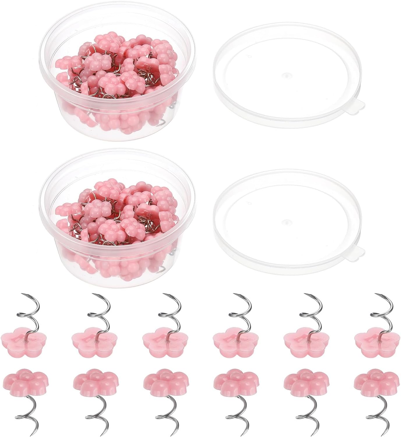 PATIKIL 100 Pcs Upholstery Twist Pins, Headliner Bed Pins Furniture for Bed, Armrest, Slipcovers, Skirt, Fabric, Sofa(Pink Plum Blossom, 0.63 x 0.55 Inch)